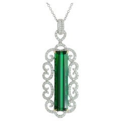 15.56 cts Natural Green Tourmaline 
1.61 cts Diamonds 14K WG Pendant