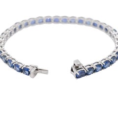 15.58 Carat Cornflower Blue Tennis Bracelet in 18 White Gold