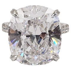 David Rosenberg 15.58 ct Cushion D Internally Flawless Type 2A GIA Diamond Ring
