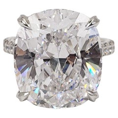 David Rosenberg Bague avec un diamant coussin D de 15::58 ct sans défaut interne de type 2A GIA