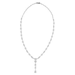 15.59 Carat Natural Multi Cut Diamond Y Drop Pendant Necklace 18K White Gold