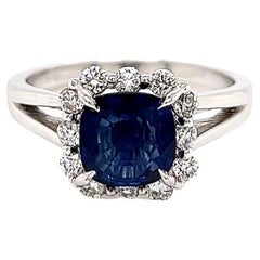 2.02 Total Carat Sapphire Diamond Engagement Ring