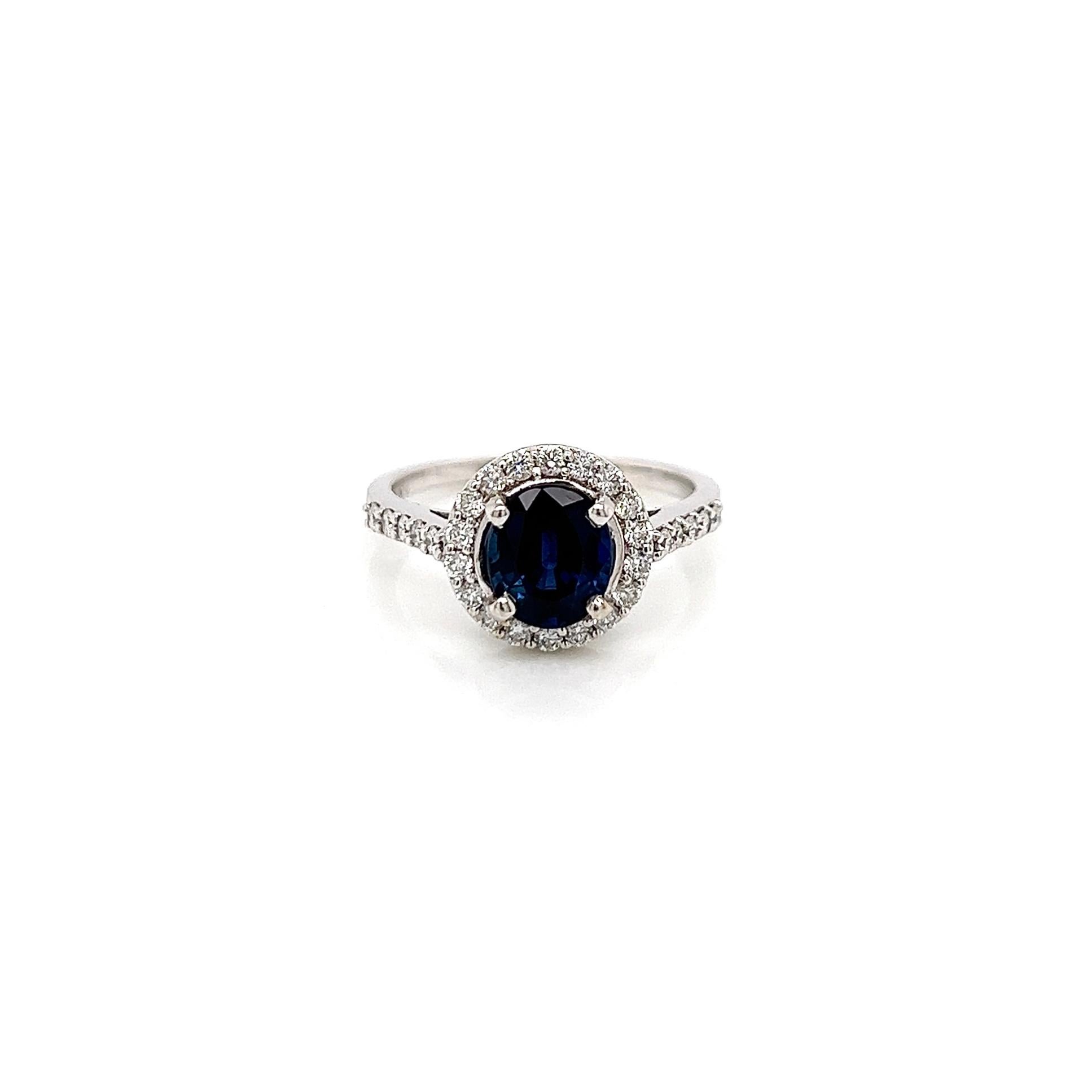 2.03 Total Carat Sapphire Diamond Halo Ladies Ring

Make her feel special with this beautiful Engagement Ring featuring sapphire in the center. After all this is SEA Wave Diamonds and we stand behind our very special hue: blue! True royal blue color