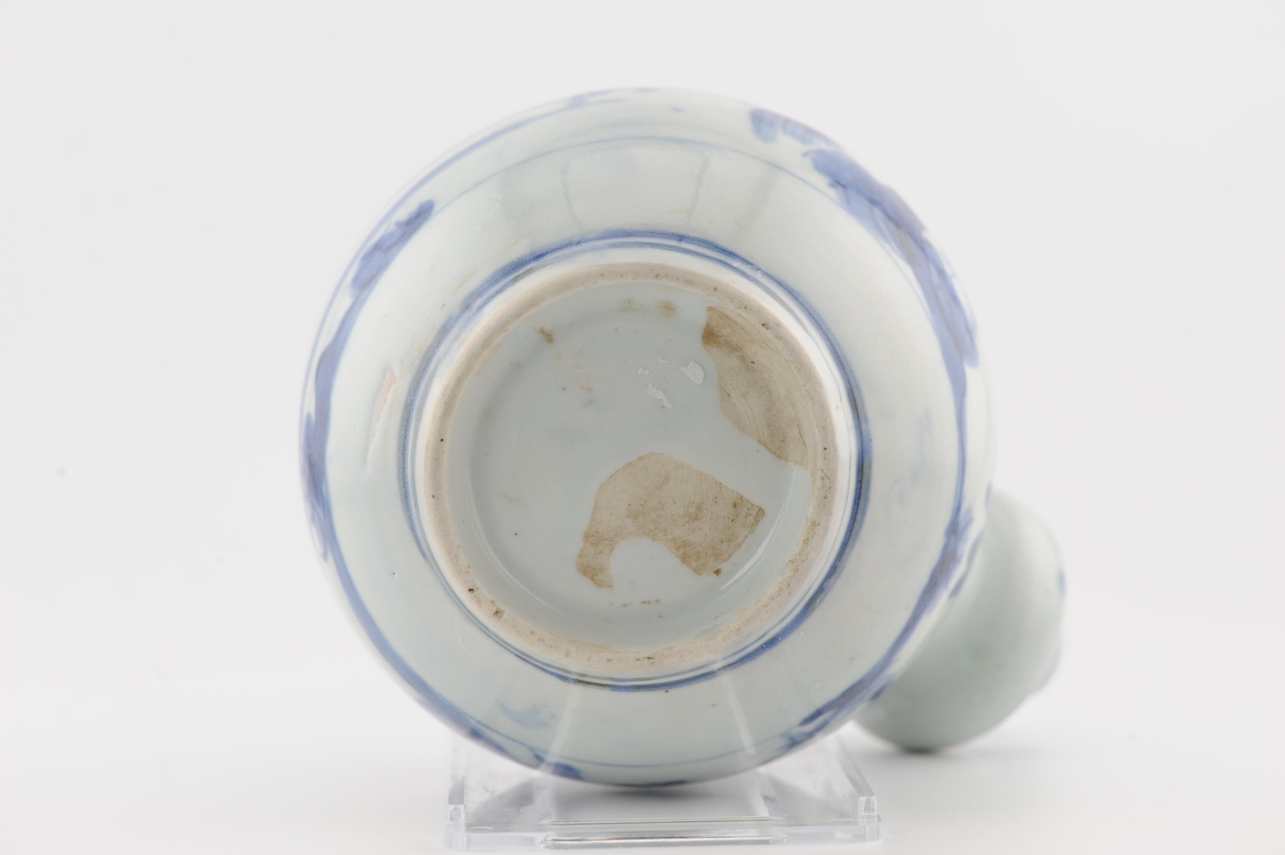 15.5CM Antique 17C Japanese Porcelain Blue White Edo Period Ghendi Kendi 10
