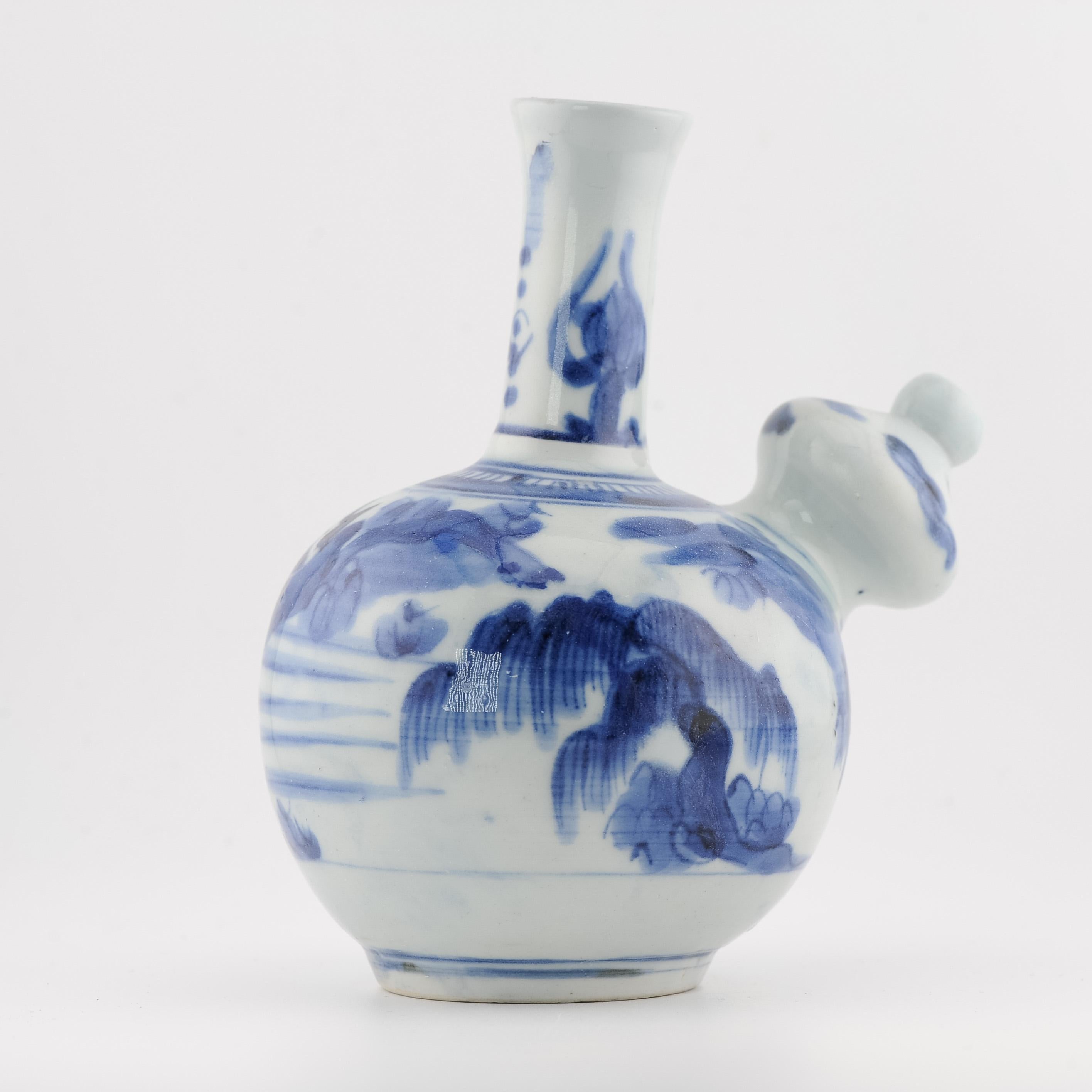 15.5CM Antique 17C Japanese Porcelain Blue White Edo Period Ghendi Kendi 5