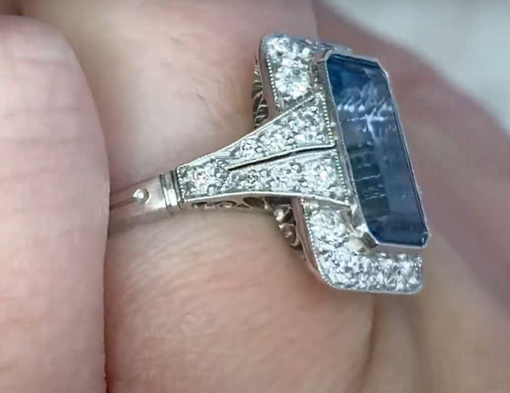 1.55ct Aquamarine Engagement Ring, Diamond Halo, Platinum  For Sale 1