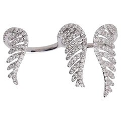 1.55 Carat Diamond 18k White Gold Double Wing Ring