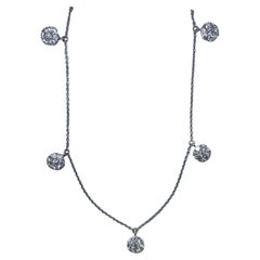 1.55ct Diamond drop pendant necklace flower chocker in 18k white gold.