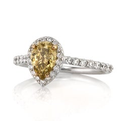 1.55ct Fancy Brown Yellow Pear Shaped Diamond Engagement Ring