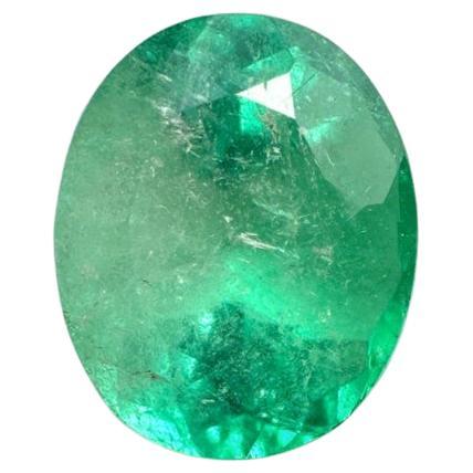 1.55ct Light Spring Green Natural Colombian Emerald - Oval Cut May Birthstone For Sale