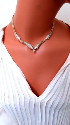 1.55ct Natural Diamonds Classic Vintage Grandma Necklace 14kt Gold*
