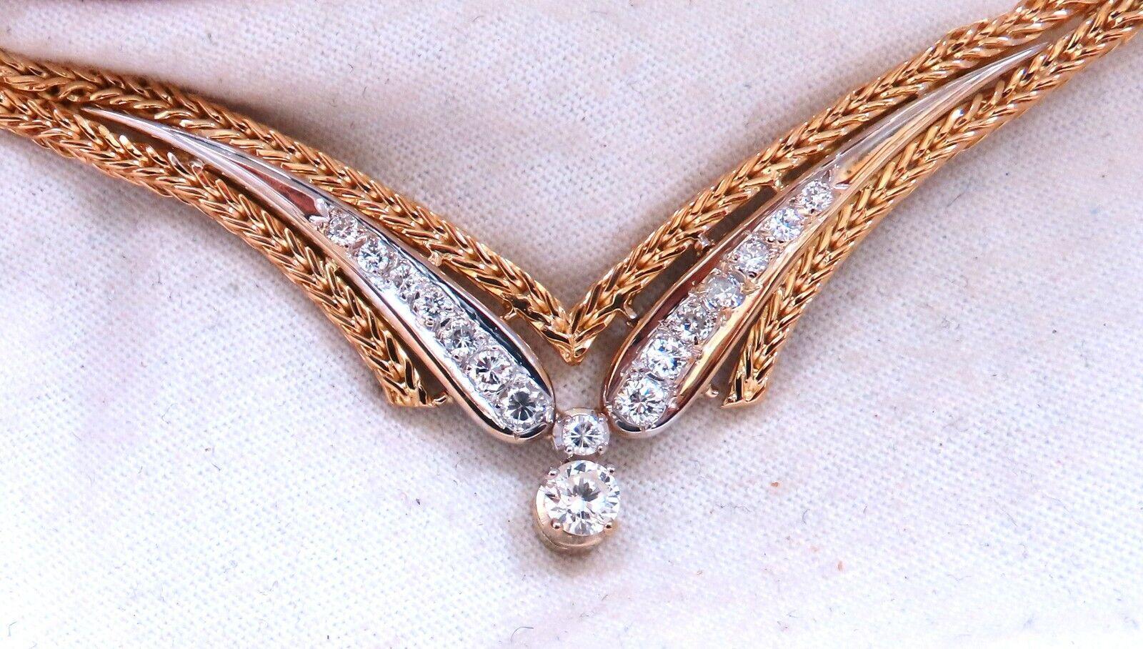 1,55ct natürliche Diamanten Classic Vintage Oma Halskette 14kt Gold (Rundschliff) im Angebot