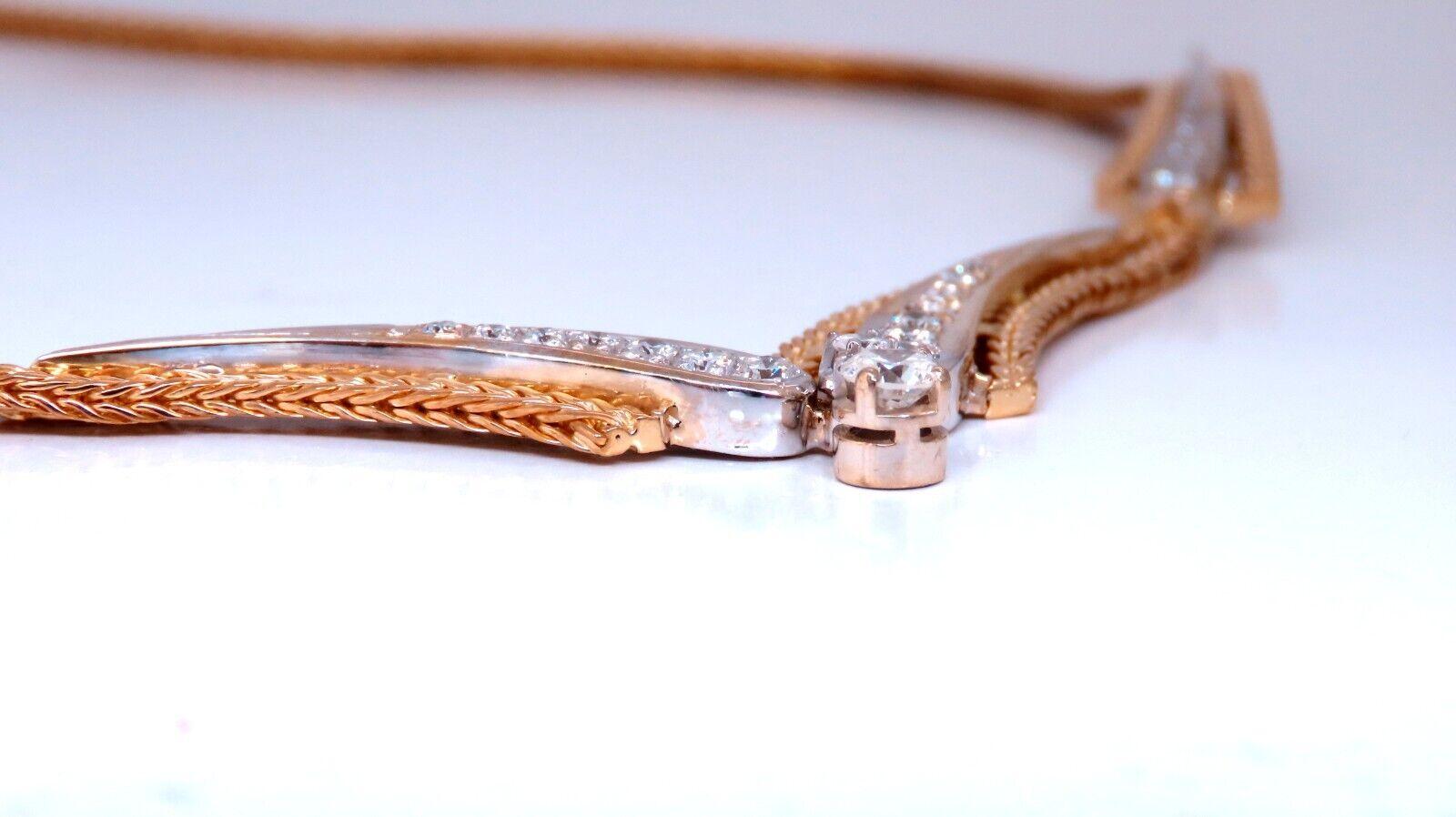 1,55ct natürliche Diamanten Classic Vintage Oma Halskette 14kt Gold im Zustand „Neu“ im Angebot in New York, NY