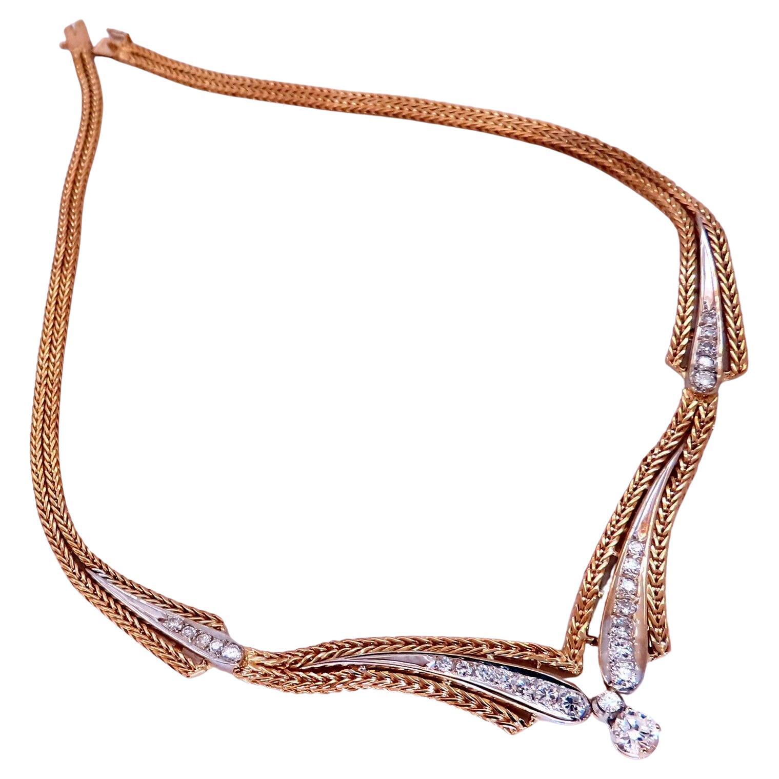 1,55ct natürliche Diamanten Classic Vintage Oma Halskette 14kt Gold im Angebot