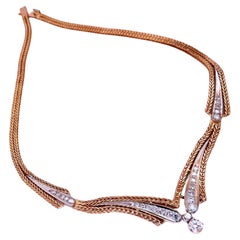 1.55ct Natural Diamonds Classic Vintage Grandma Necklace 14kt Gold*