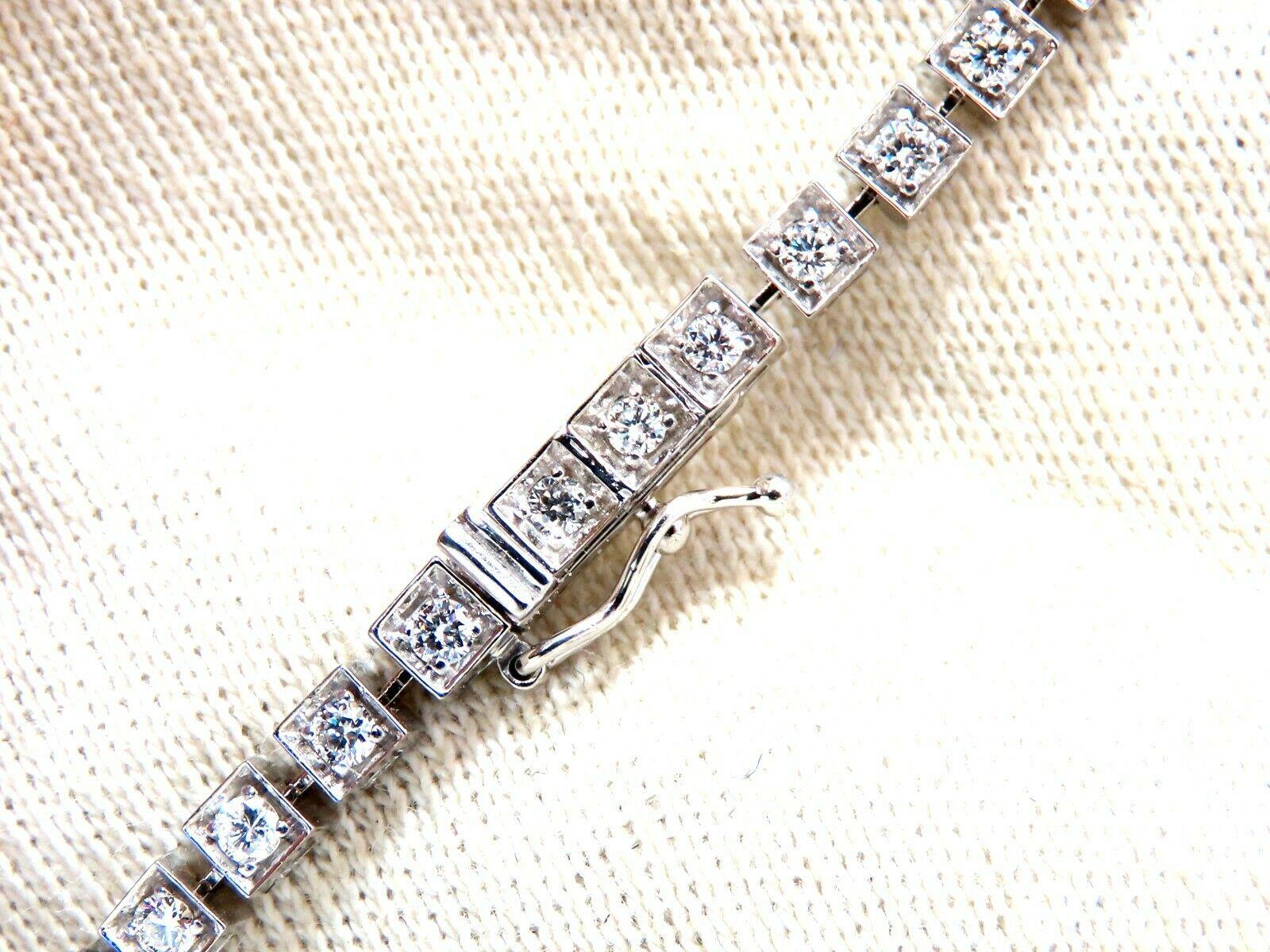 1,55 Karat natürliche Diamanten Tennisarmband 14kt Gold quadratisch Kasten Perlen Set im Zustand „Neu“ im Angebot in New York, NY