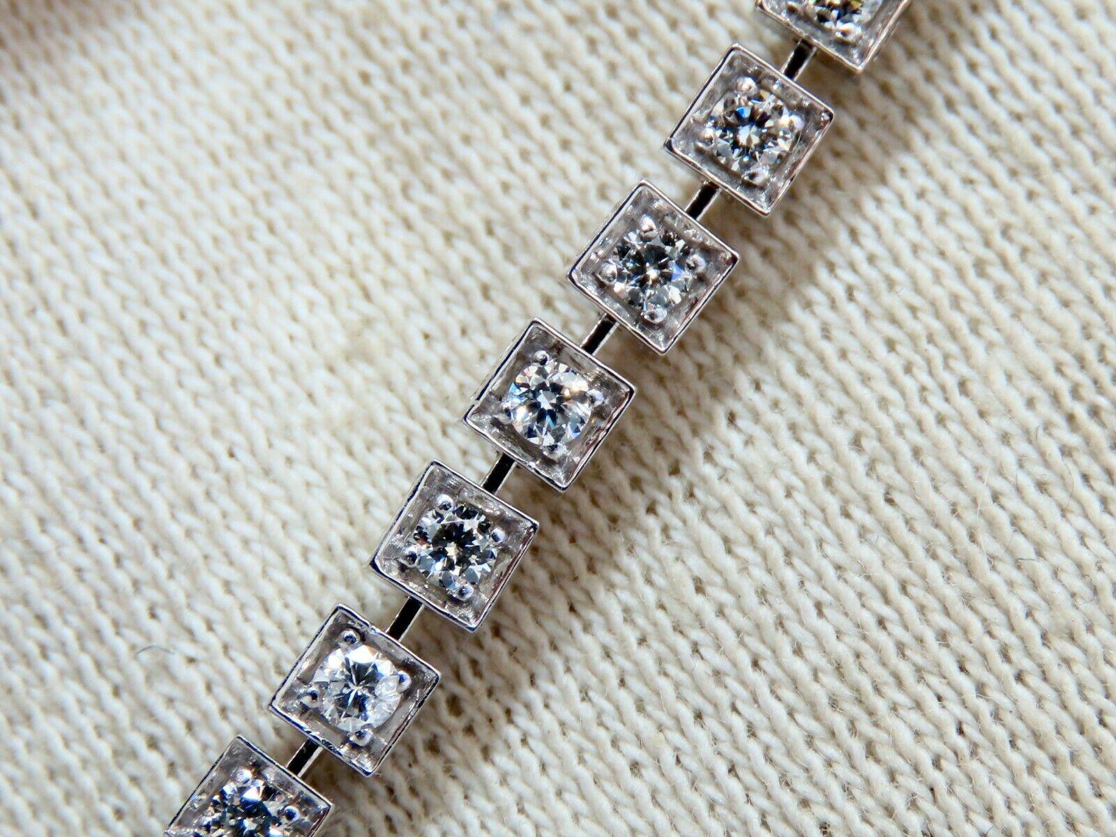 1,55 Karat natürliche Diamanten Tennisarmband 14kt Gold quadratisch Kasten Perlen Set für Damen oder Herren im Angebot