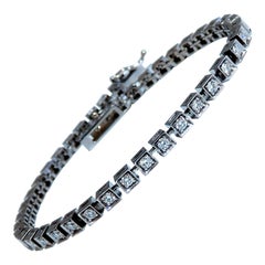 Bracelet tennis en or 14 carats avec diamants naturels 1,55 carat, serti dans une boîte carrée et perles