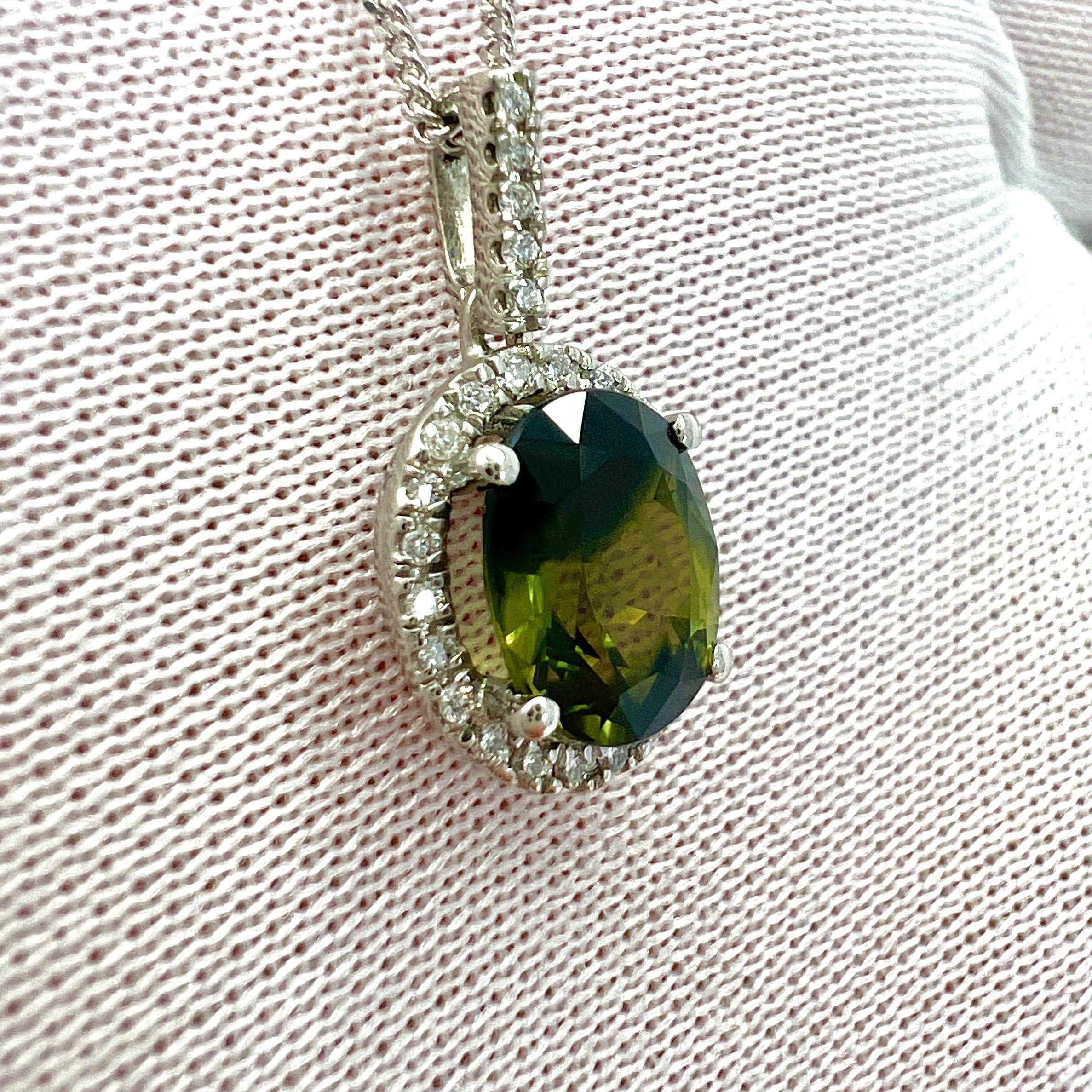 1.55ct Natural Parti Colour Sapphire Diamond 950 Platinum Halo Pendant Necklace For Sale 2