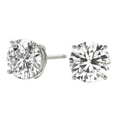 1.55ct Natural Round Diamond Stud Earrings 4-Prong Basket Setting 14K White Gold