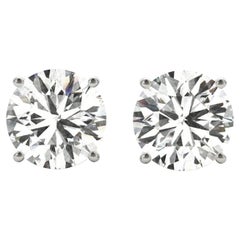 1,55ct Natürlicher runder Diamant Ohrstecker mit 4 Zacken in Korbfassung 14K Weißgold