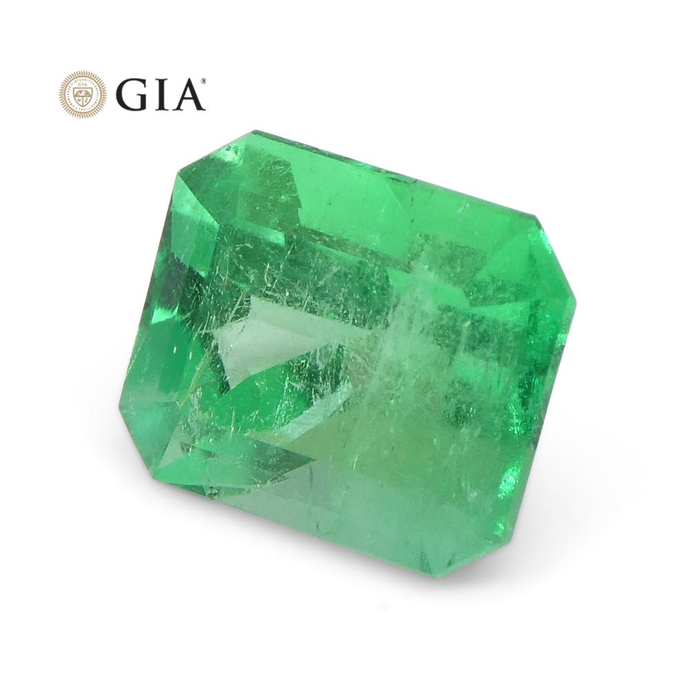 1.55ct Octagonal/Emerald Cut Green Emerald GIA Certified Colombia For Sale 6