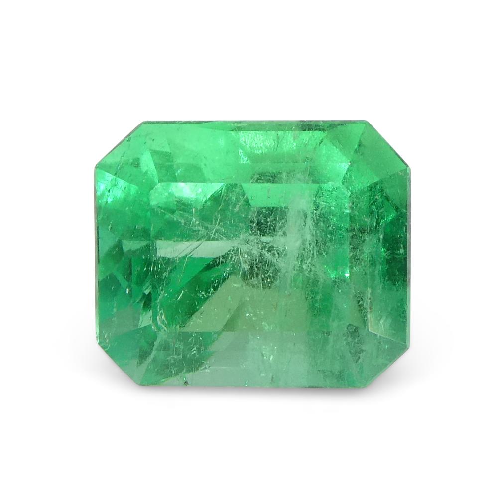 1.55 Carat Octagonal/Emerald Cut Green Emerald GIA Certified Colombia For Sale 6