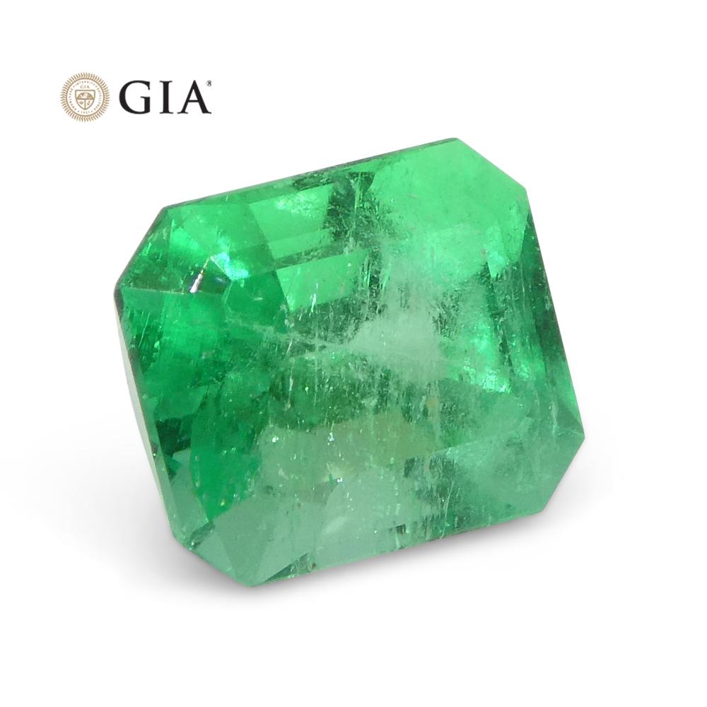 Émeraude verte taille octogonale/émeraude de 1,55 carat certifiée GIA de Colombie en vente 7