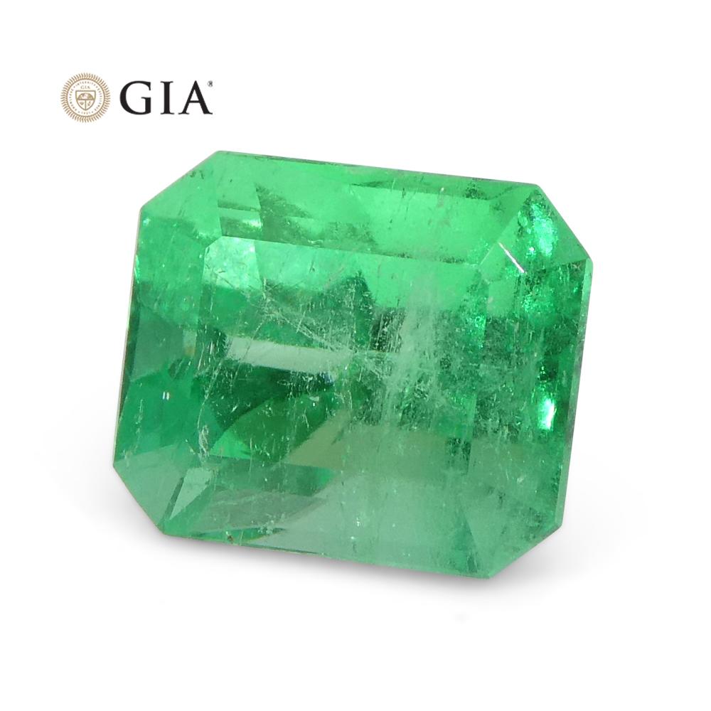 1.55 Carat Octagonal/Emerald Cut Green Emerald GIA Certified Colombia For Sale 8