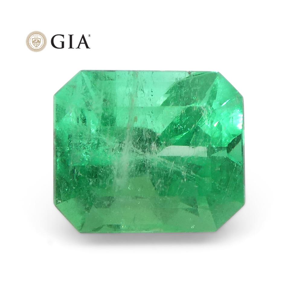 1.55ct Octagonal/Emerald Cut Green Emerald GIA Certified Colombia For Sale 10