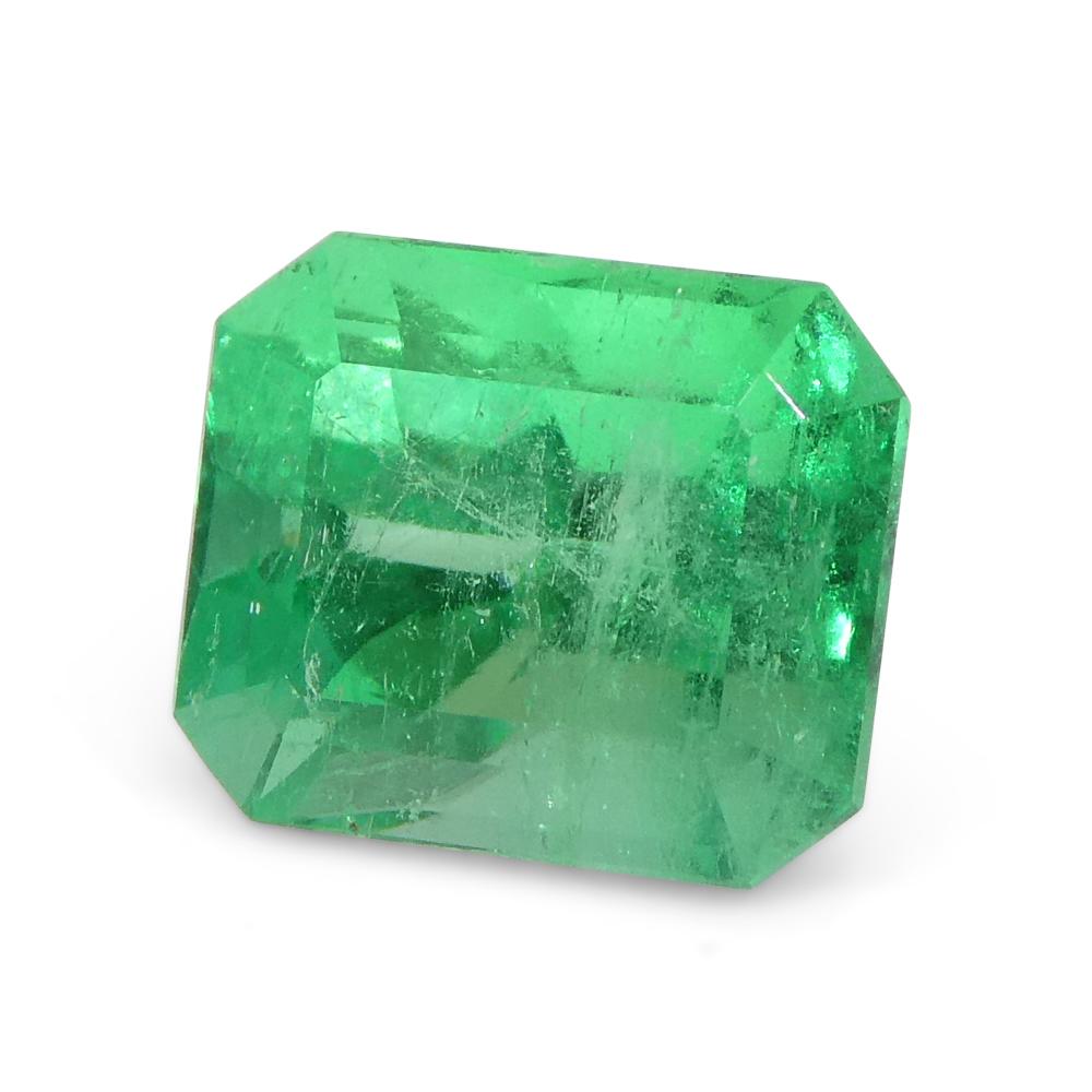 1.55 Carat Octagonal/Emerald Cut Green Emerald GIA Certified Colombia For Sale 9