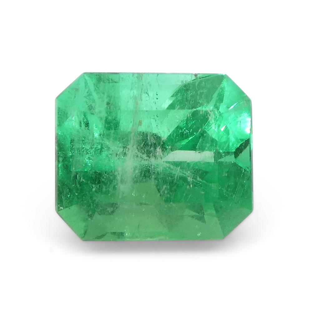 1.55ct Octagonal/Emerald Cut Green Emerald GIA Certified Colombia For Sale 11