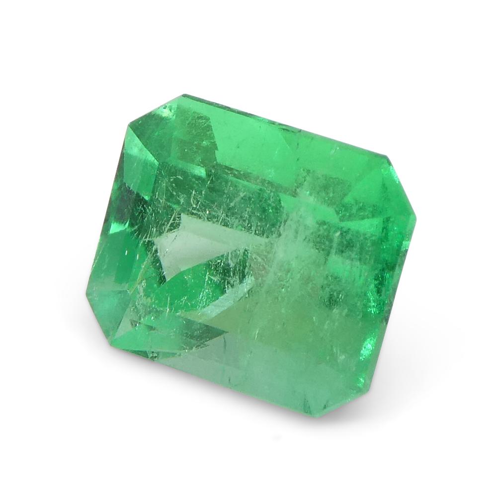 1.55 Carat Octagonal/Emerald Cut Green Emerald GIA Certified Colombia For Sale 11