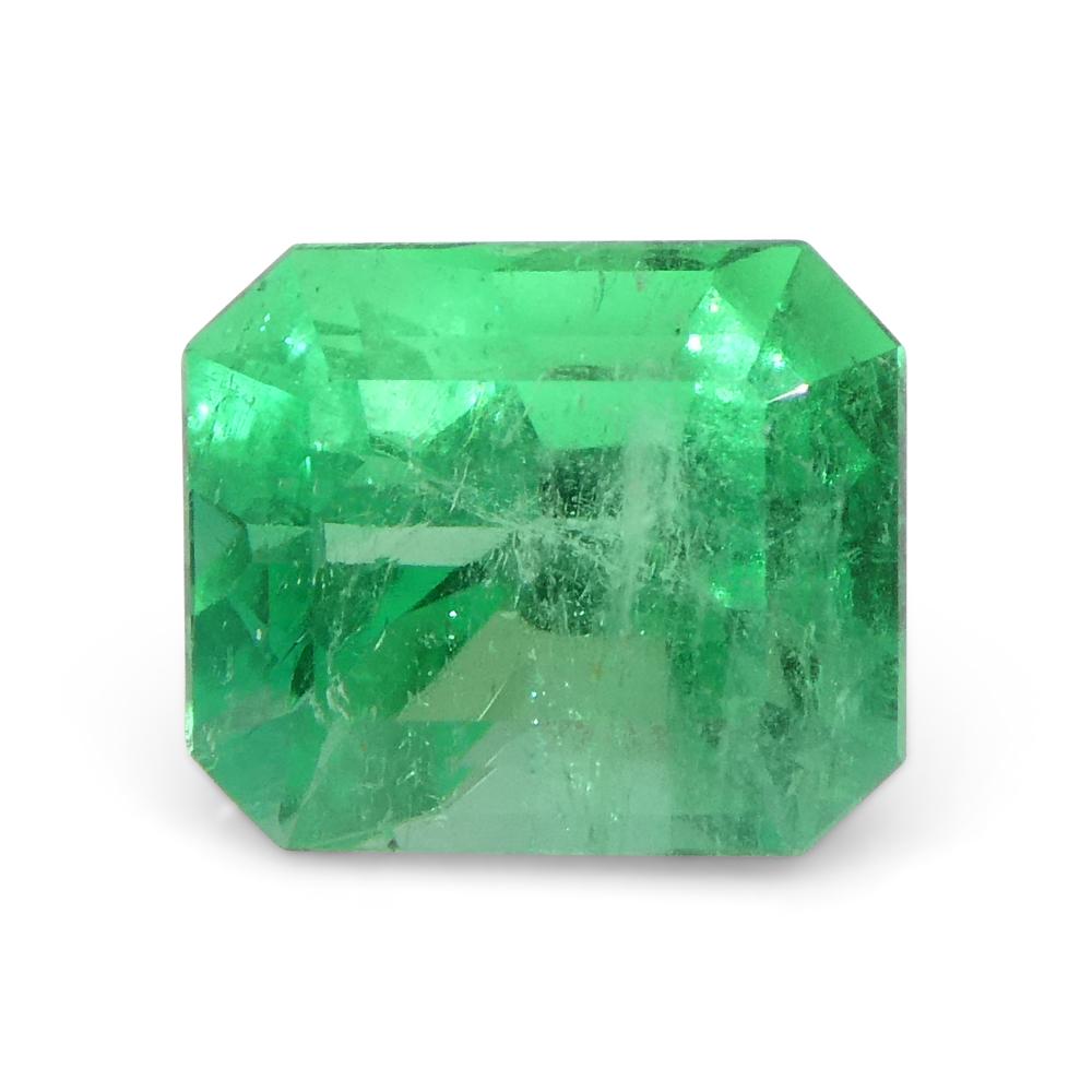 1.55ct Octagonal/Emerald Cut Green Emerald GIA Certified Colombia For Sale 13