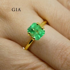1.55 Carat Octagonal/Emerald Cut Green Emerald GIA Certified Colombia