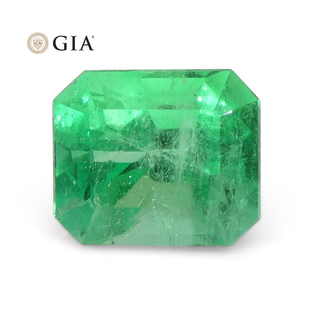 Octagon Cut 1.55 Carat Octagonal/Emerald Cut Green Emerald GIA Certified Colombia For Sale