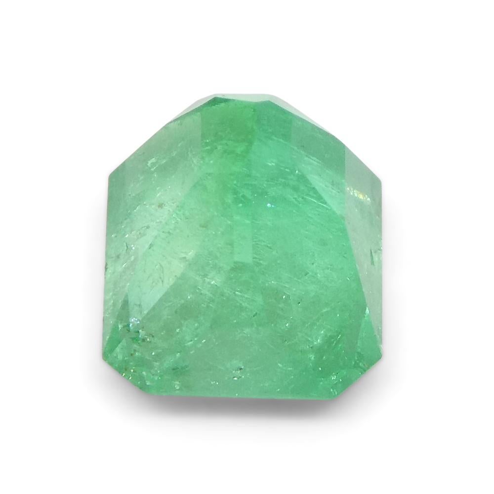 Women's or Men's 1.55 Carat Octagonal/Emerald Cut Green Emerald GIA Certified Colombia For Sale