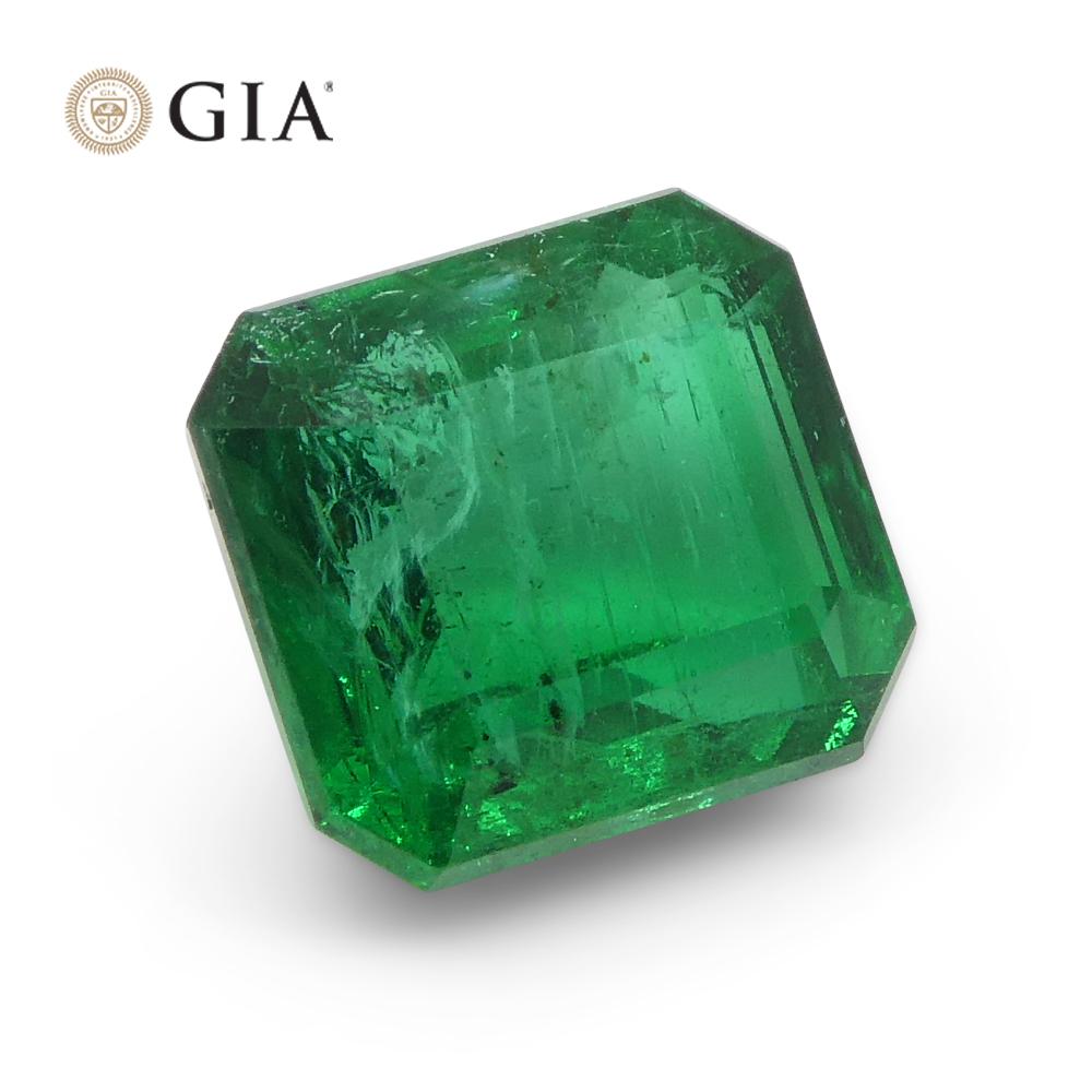 1.55ct Octagonal/Emerald Cut Green Emerald GIA Certified Zambia   For Sale 8