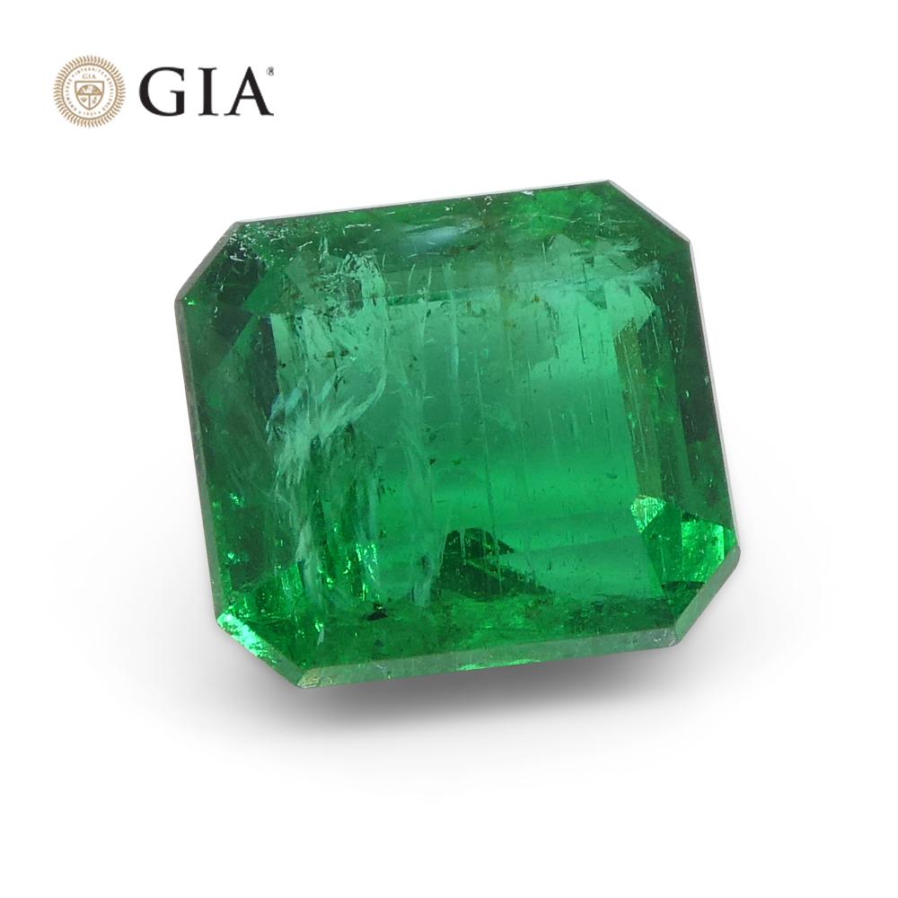1.55ct Octagonal/Emerald Cut Green Emerald GIA Certified Zambia   For Sale 9