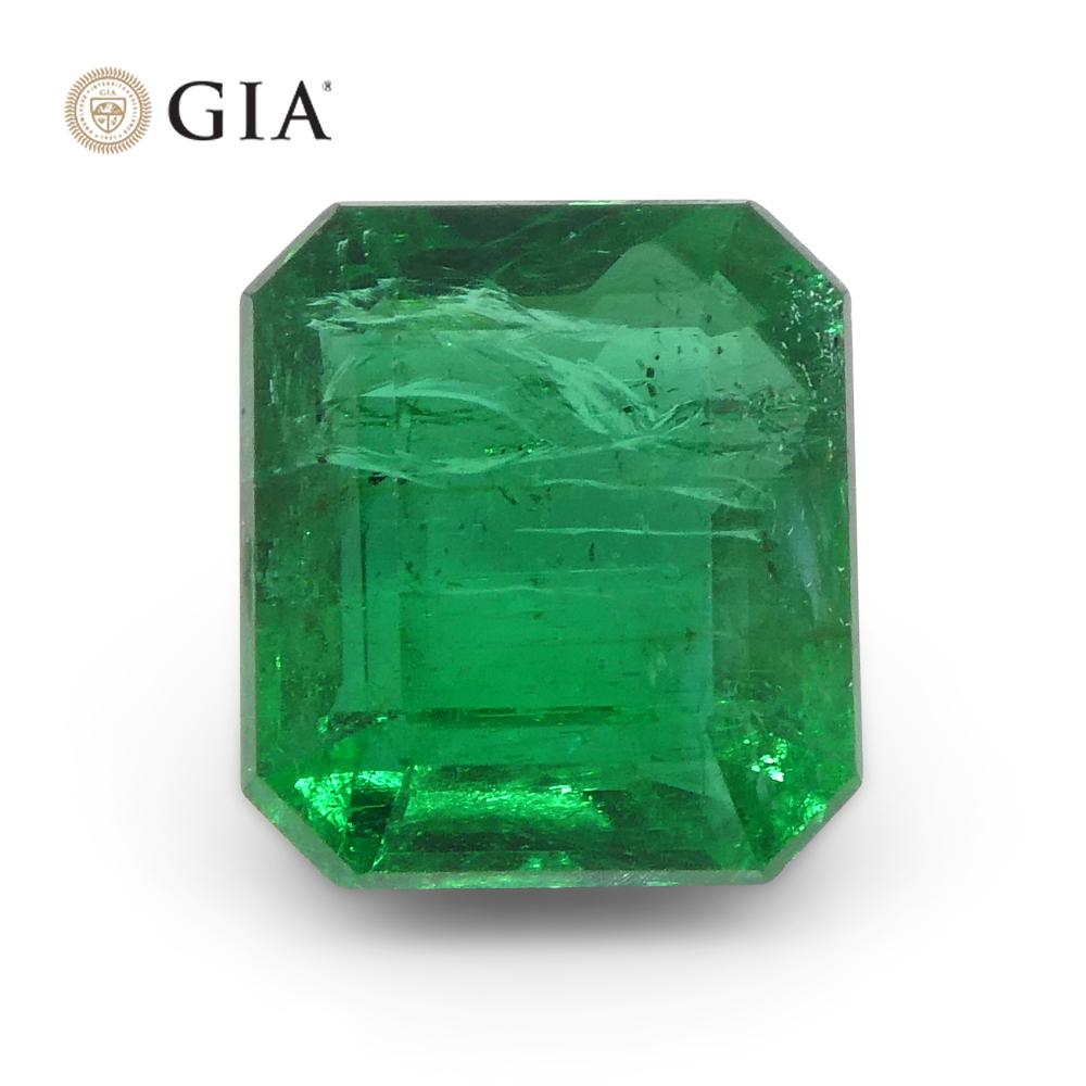 1.55ct Octagonal/Emerald Cut Green Emerald GIA Certified Zambia   For Sale 10