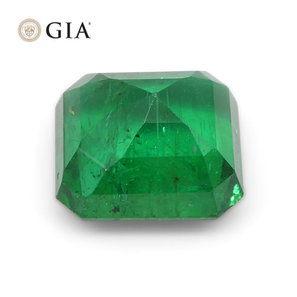 1.55ct Octagonal/Emerald Cut Green Emerald GIA Certified Zambia   For Sale 2