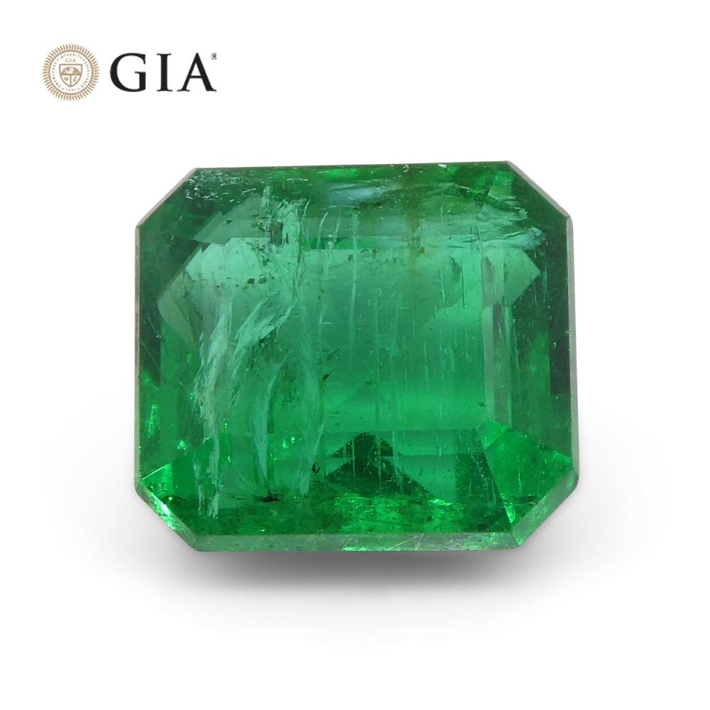 1.55ct Octagonal/Emerald Cut Green Emerald GIA Certified Zambia   In New Condition For Sale In Toronto, Ontario
