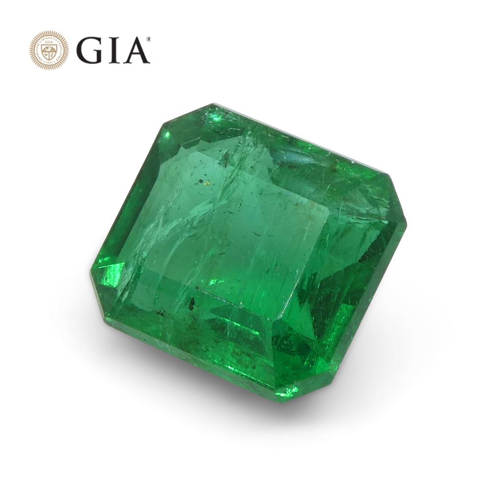 1.55ct Octagonal/Emerald Cut Green Emerald GIA Certified Zambia   For Sale 4