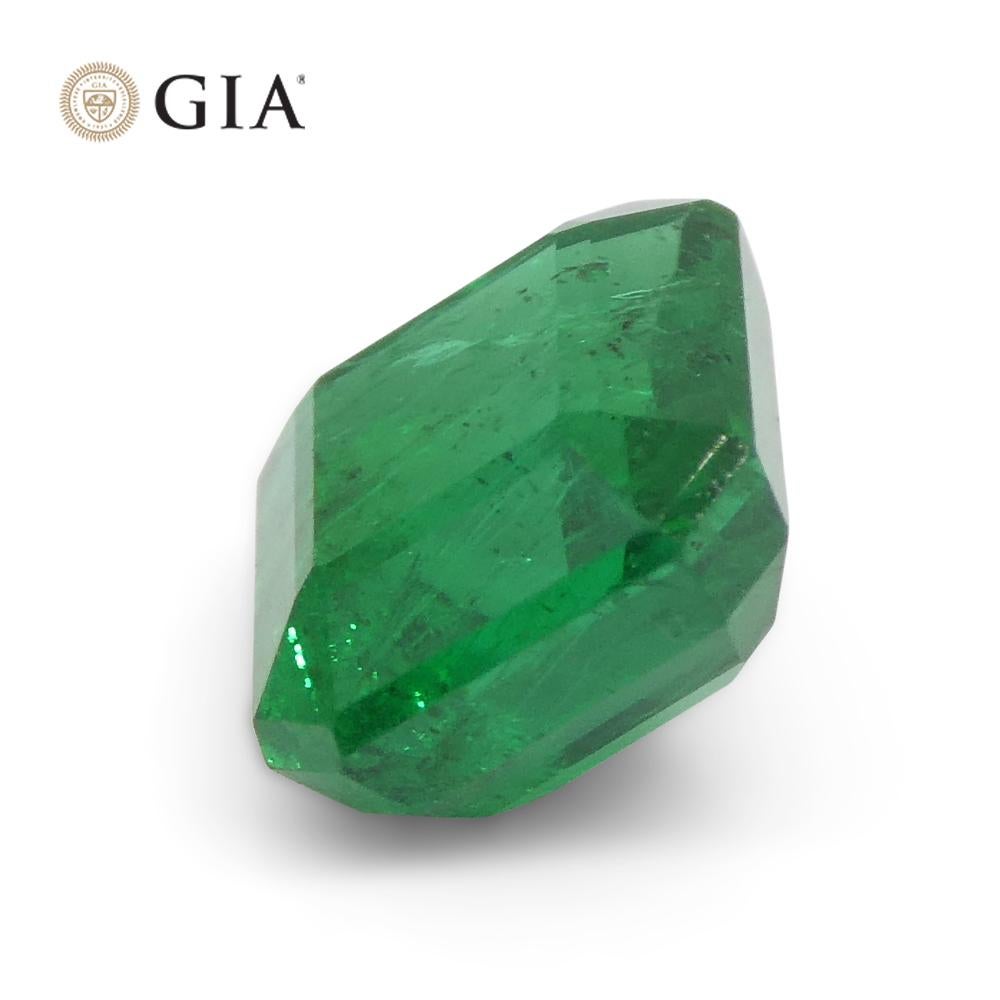1.55ct Octagonal/Emerald Cut Green Emerald GIA Certified Zambia   For Sale 5