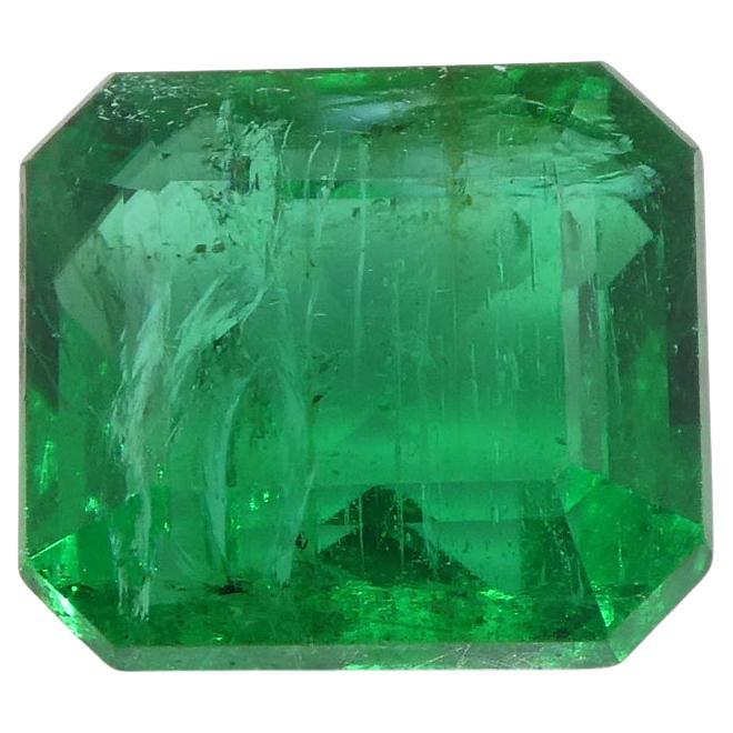 1.55ct Octagonal/Emerald Cut Green Emerald GIA Certified Zambia   For Sale