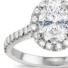 1,55ct Oval Halo Verlobungsring 14K WG .70ct Seite Steine