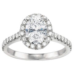 1,55ct Oval Halo Verlobungsring 14K WG .70ct Seite Steine