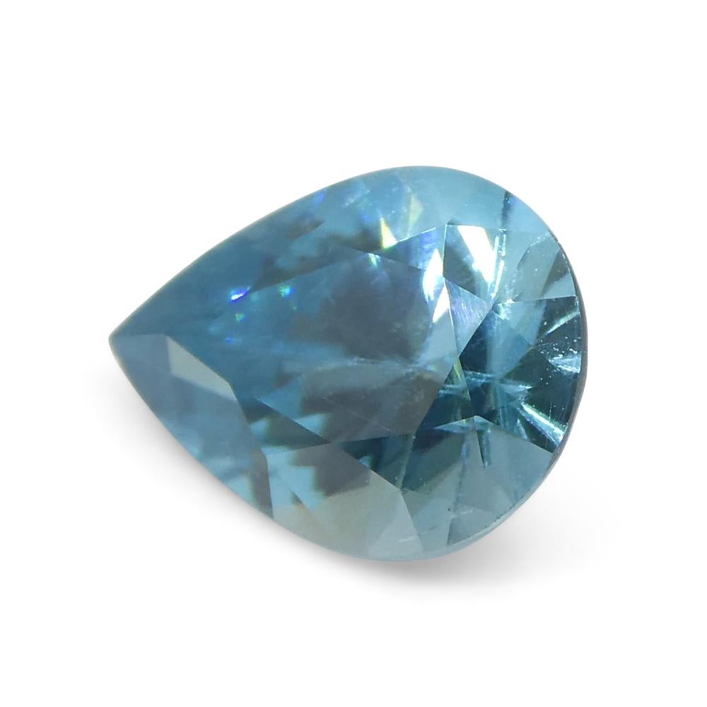 1.55ct Pear Diamond Cut Blue Zircon from Cambodia For Sale 6