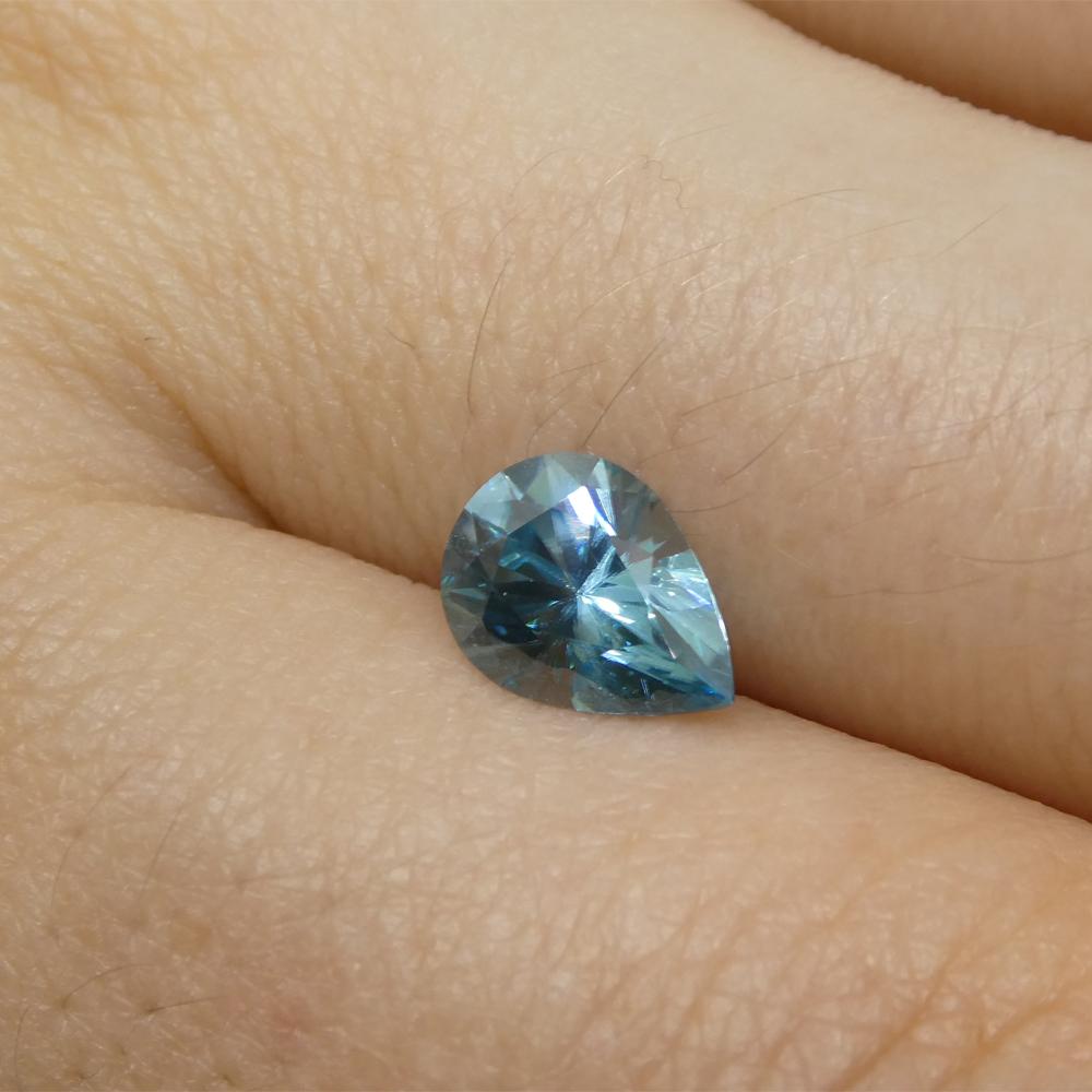 1.55ct Pear Diamond Cut Blue Zircon from Cambodia For Sale 7