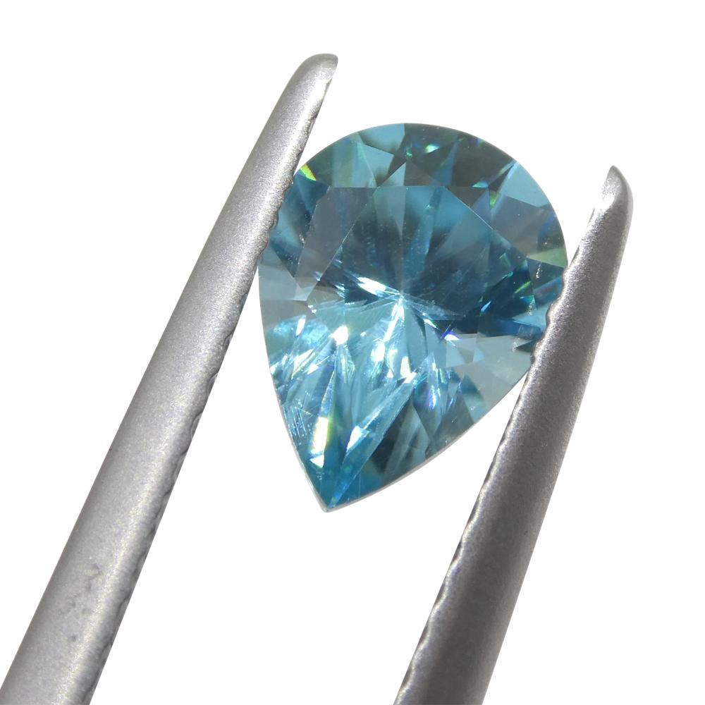 1.55ct Pear Diamond Cut Blue Zircon from Cambodia For Sale 8